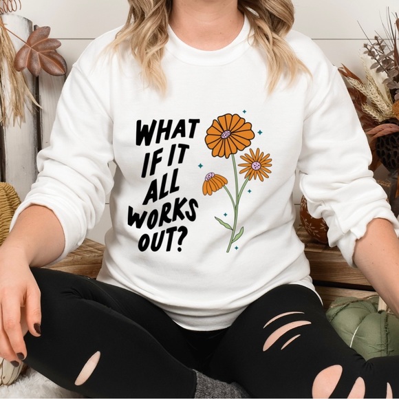 What if it all works out mental health crewneck sweatshirt oversized large - Picture 2 of 11